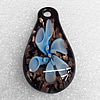 Inner Flower Lampwork Pendant, Leaf 50x29x10mm Hole:About 4mm, Sold by PC