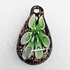 Inner Flower Lampwork Pendant, Leaf 50x29x10mm Hole:About 4mm, Sold by PC
