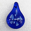 Inner Flower Lampwork Pendant, Leaf 45x25x10mm Hole:About 7mm, Sold by PC