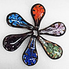 Inner Flower Lampwork Pendant, Mix Color, Leaf 63x33mm Hole:About 5mm, Sold by Group