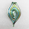 Lampwork Pendant, Leaf 63x36mm Hole:About 8mm, Sold by PC