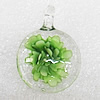 Inner Flower Lampwork Pendant, Flat Round 35x25x10mm Hole:About 4mm, Sold by PC