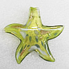 Gold Sand Lampwork Pendant, Star 52x55x6mm Hole:About 7mm, Sold by PC