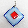 Lampwork Pendant, Diamond 58x53x4mm Hole:About 5x4mm, Sold by PC