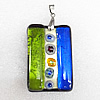 Lampwork Pendant, Rectangle 51x31x7mm Hole:About 5x4mm, Sold by PC