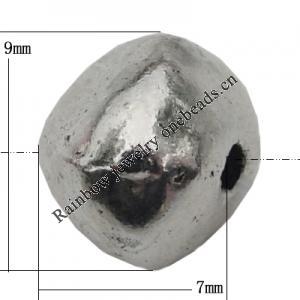 Bead Zinc Alloy Jewelry Findings Lead-free, 9x7mm Hole:1mm, Sold by Bag