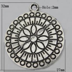 Pendant Zinc Alloy Jewelry Findings Lead-free, 27x32mm Hole:2mm, Sold by Bag