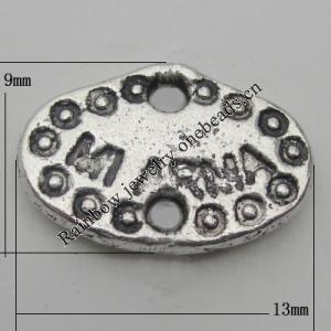 Connector Zinc Alloy Jewelry Findings Lead-free, 13x9mm Hole:1mm, Sold by Bag