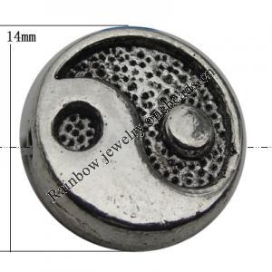 Bead Zinc Alloy Jewelry Findings Lead-free, Flat Round 14mm Hole:1mm, Sold by Bag