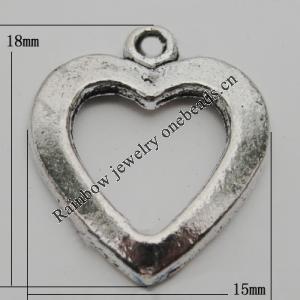 Pendant Zinc Alloy Jewelry Findings Lead-free, 18x15mm Hole:1.5mm, Sold by Bag