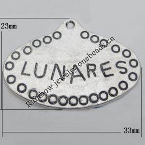 Pendant Zinc Alloy Jewelry Findings Lead-free, 33x23mm Hole:1.5mm, Sold by Bag