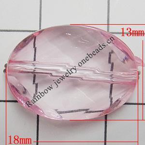 Transparent Acrylic Beads, Faceted Flat Oval 18x13mm Hole:0.5mm, Sold by Bag 