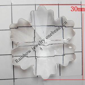 Transparent Acrylic Beads, Flower 30mm Hole:2mm, Sold by Bag 