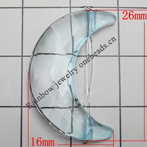 Transparent Acrylic Beads, Faceted Moon 26x16mm Hole:0.5mm, Sold by Bag 