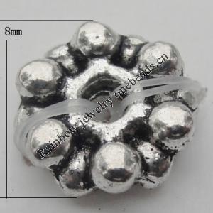 Spacer Zinc Alloy Jewelry Findings Lead-free, 8mm Hole:1.5mm, Sold by Bag