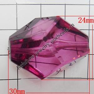 Transparent Acrylic Beads, 30x24mm Hole:2mm, Sold by Bag 