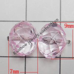 Transparent Acrylic Beads, Faceted Rondelle 9x7mm Hole:0.5mm, Sold by Bag 