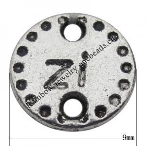 Connector Zinc Alloy Jewelry Findings Lead-free, 9mm Hole:1mm, Sold by Bag