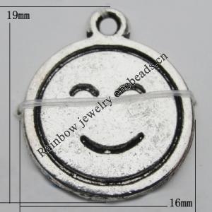 Pendant Zinc Alloy Jewelry Findings Lead-free, 19x16mm Hole:1.5mm, Sold by Bag