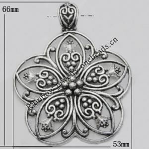 Pendant Zinc Alloy Jewelry Findings Lead-free, 66x53mm Hole:11x7mm, Sold by Bag