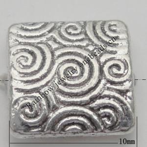 Bead Zinc Alloy Jewelry Findings Lead-free, Square 10mm Hole:1mm, Sold by Bag