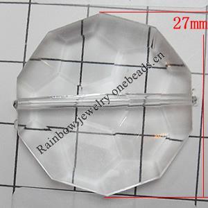 Transparent Acrylic Beads, Faceted Polygon 27mm Hole:0.5mm, Sold by Bag 