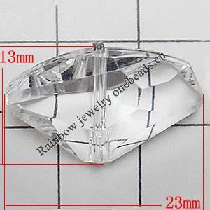 Transparent Acrylic Beads, Nugget 23x13mm Hole:1mm, Sold by Bag 