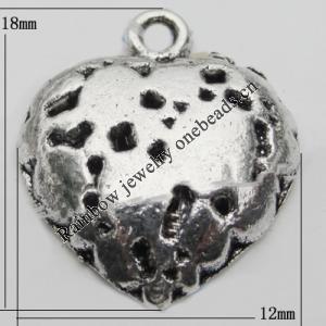 Pendant Zinc Alloy Jewelry Findings Lead-free, 12x8mm Hole:2mm, Sold by Bag