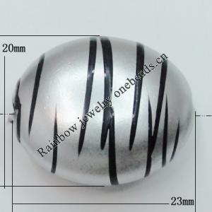 Painted Spray-paint Stripe Acrylic Beads, 23x20mm Hole:2mm, Sold by Bag 