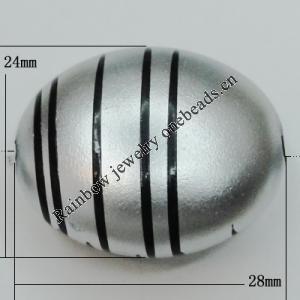 Painted Spray-paint Stripe Acrylic Beads, 28x24mm Hole:2.5mm, Sold by Bag 