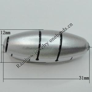 Painted Spray-paint Stripe Acrylic Beads, Oval 31x12mm Hole:2.5mm, Sold by Bag 