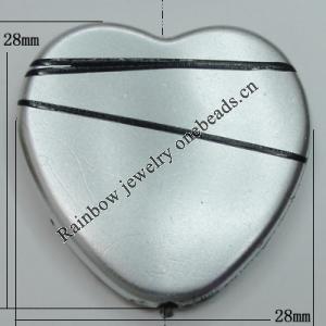 Painted Spray-paint Stripe Acrylic Beads, Heart 28mm Hole:1.5mm, Sold by Bag 