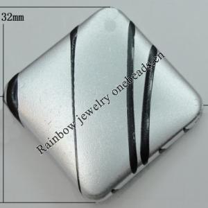 Painted Spray-paint Stripe Acrylic Beads, Diamond 32mm Hole:2.5mm, Sold by Bag 