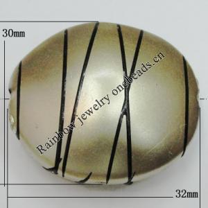 Painted Spray-paint Stripe Acrylic Beads, 32x30mm Hole:2.5mm, Sold by Bag 