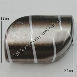 Painted Spray-paint Stripe Acrylic Beads, 24x17mm Hole:2mm, Sold by Bag 