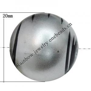 Painted Spray-paint Stripe Acrylic Beads, Round 20mm Hole:3mm, Sold by Bag 