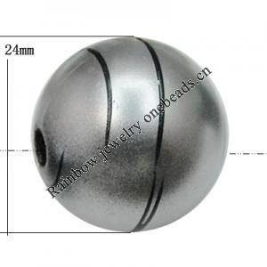 Painted Spray-paint Stripe Acrylic Beads, Round 24mm Hole:4mm, Sold by Bag 