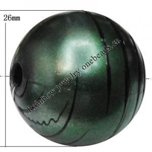 Painted Spray-paint Stripe Acrylic Beads, Round 26mm Hole:4mm, Sold by Bag 