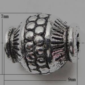 Bead Zinc Alloy Jewelry Findings Lead-free, Lantern 9x7mm Hole:2mm, Sold by Bag