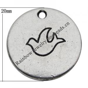 Pendant Zinc Alloy Jewelry Findings Lead-free, 20mm Hole:2mm, Sold by Bag