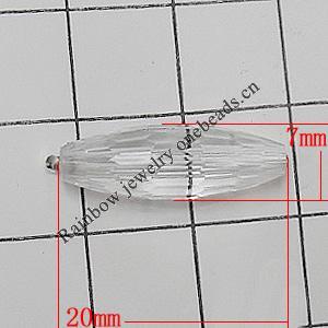 Transparent Acrylic Beads, Faceted Oval 20x7mm Hole:1mm, Sold by Bag 