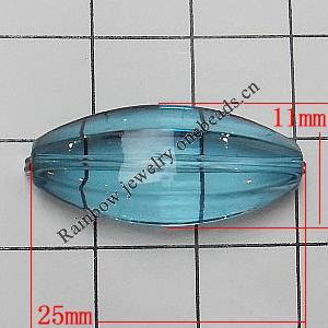 Transparent Acrylic Beads, Faceted Oval 25x11mm Hole:1mm, Sold by Bag 