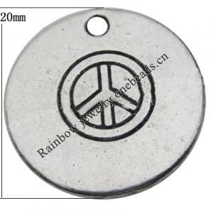 Pendant Zinc Alloy Jewelry Findings Lead-free, 20mm Hole:2mm, Sold by Bag