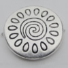 Bead Zinc Alloy Jewelry Findings Lead-free, Flat Round 18mm Hole:1mm, Sold by Bag