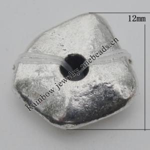 Bead Zinc Alloy Jewelry Findings Lead-free, 12x12mm Hole:2mm, Sold by Bag