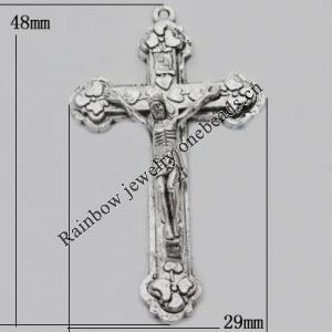 Pendant. Fashion Zinc Alloy jewelry findings. Cross50x30mm. Sold by Bag