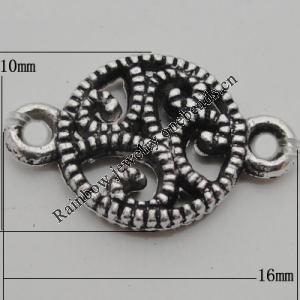 Connector Zinc Alloy Jewelry Findings Lead-free, 16x10mm Hole:1.5mm, Sold by Bag