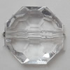 Transparent Acrylic Beads, Faceted Polygon 15mm Hole:1mm, Sold by Bag 