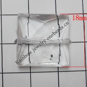 Transparent Acrylic Beads, Faceted Square 18mm Hole:1mm, Sold by Bag 