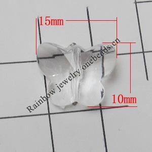 Transparent Acrylic Beads, Butterfly 15x10mm Hole:0.5mm, Sold by Bag 